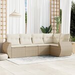 vidaXL Salon de jardin avec coussins 5 Pièces beige résine tressée