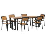vidaXL Ensemble de salle à manger de jardin de 7 pièces en acier noir et bois d'acacia