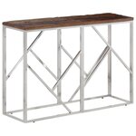 vidaXL Table console argenté acier inoxydable et bois de mélèze massif