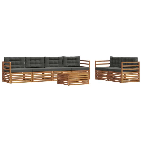 vidaXL Ensemble de canapés d'extérieur 7 pc Naturel et Anthracite