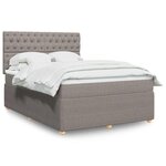 vidaXL Sommier à lattes de lit avec matelas Taupe 140x190 cm Tissu