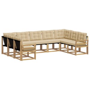 vidaXL Ensemble de canapés d'extérieur 9 pc Blanc et Beige