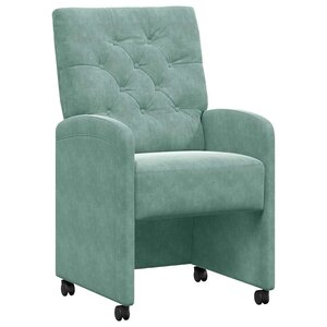 vidaXL Chaises de Salle à Manger avec Roues 2 pc Velours Vert marin
