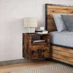 vidaXL Table de chevet murale avec lumières LED chêne fumé