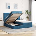 VidaXL Cadre de lit ottoman avec matelas bleu foncé 180x200 cm velours