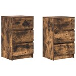 vidaXL Tables de chevet avec 3 tiroirs 2 Pièces chêne fumé 39x35x65 cm