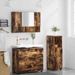 vidaXL Ensemble de mobilier de salle de bain 3 Pièces Chêne fumé