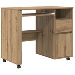 vidaXL Bureau en Chêne Artisanal Chêne artisanal Bois d'ingénierie Moyen