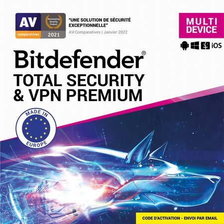 Bitdefender total security & vpn premium - licence 1 an - 3 appareils - a télécharger