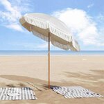 vidaXL Parasol Gris et blanc Ø 160 x 195 cm Acier
