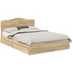 vidaXL Lit de Rangement Chêne Sonoma 140 x 200 cm Bois d'ingénierie