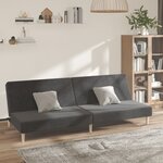 vidaXL Canapé-lit à 2 places gris foncé tissu