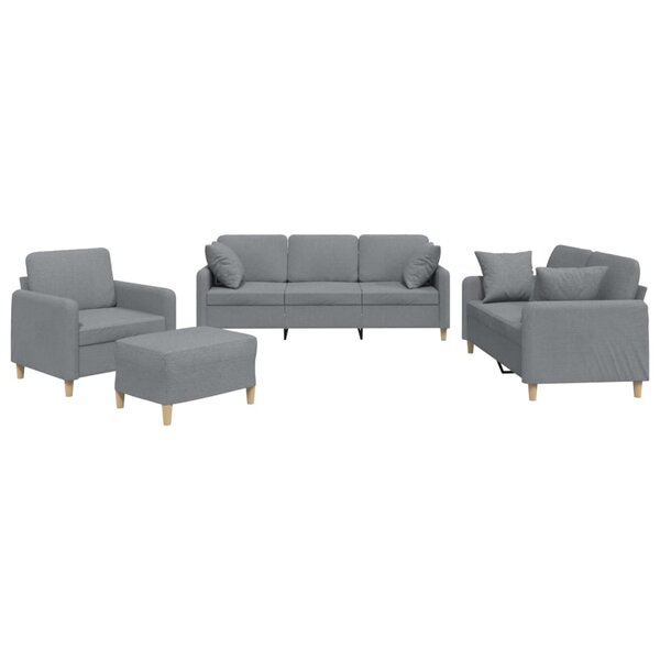 vidaXL Ensemble de canapés 4 Pièces coussins gris clair tissu