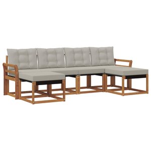 vidaXL Ensemble de canapés d'extérieur 6 pc Gris Naturel et Clair