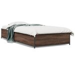 vidaXL Cadre de lit chêne marron 90x190 cm bois d'ingénierie et métal