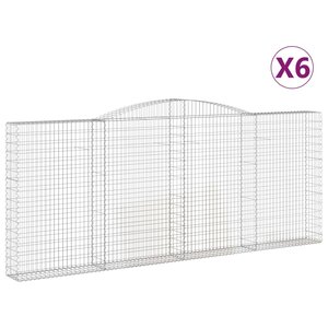 vidaXL Paniers à gabions arqués 6 Pièces 400x30x160/180 cm Fer galvanisé