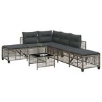 vidaXL Salon de jardin d'angle avec coussins 3 Pièces gris résine tressée