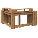 Bureau table poste de travail meuble d'ordinateur informatique étude avec lumières LED chêne artisanal bois d'ingénierie brun 02_0023416