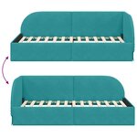vidaXL Cadre de lit d'angle Turquoise 90 x 190 cm Velours