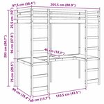 vidaXL Cadre de lit mezzanine Blanc 90 x 200 cm Pin massif