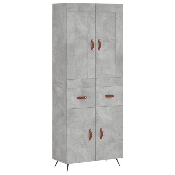 vidaXL Buffet haut Gris béton 69 5x34x180 cm Bois d'ingénierie