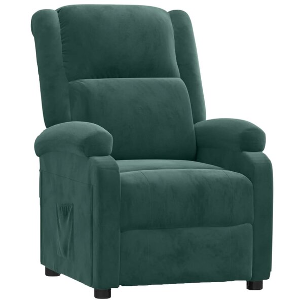 vidaXL Fauteuil inclinable vert foncé velours