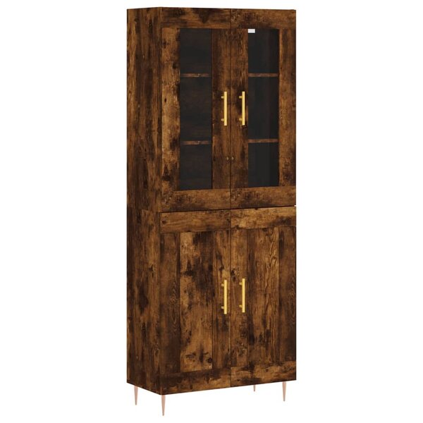vidaXL Buffet haut Chêne fumé 69 5x34x180 cm Bois d'ingénierie