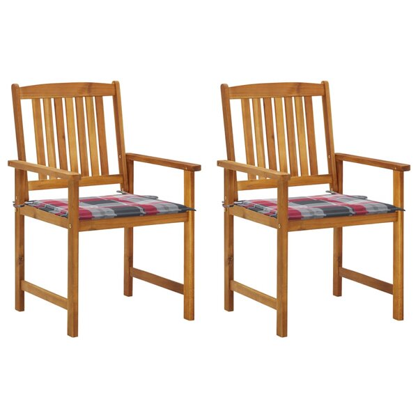 vidaXL Chaises de jardin avec coussins 2 Pièces Bois d'acacia massif