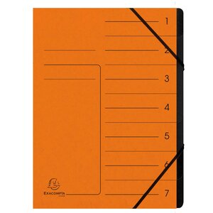Trieur Agrafé Avec Élastiques Intérieur Noir 7 Compartiments - A4 - Orange - X 10 - Exacompta