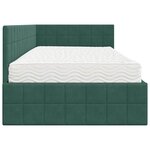 vidaXL Cadre de lit d'angle avec matelas 2 Pièces Vert Velours