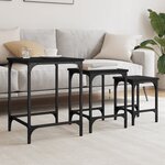 vidaXL Tables basses gigognes 3 Pièces noir bois d'ingénierie