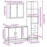 vidaXL Ensemble de meubles de salle de bain 3 Pièces Sonoma gris