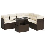 vidaXL Salon de jardin avec coussins 7 Pièces marron résine tressée