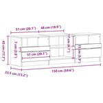 vidaXL Meuble TV avec tiroir Noir 150 x 33.5 x 45 cm Bois d'ingénierie
