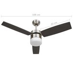 vidaXL Ventilateur de plafond lampe et télécommande 108cm Marron foncé