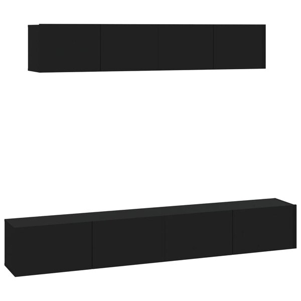vidaXL Ensemble de meubles TV 4 Pièces Noir Bois d'ingénierie