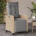 vidaXL Chaise inclinable de jardin et repose-pied mélange beige rotin