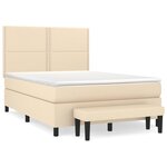 vidaXL Sommier à lattes de lit avec matelas Crème 140x190 cm Tissu