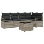 vidaXL Ensemble de canapé de jardin 6 Pièces Gris clair Poly rotin