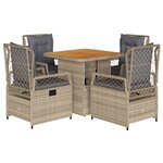 vidaXL Ensemble à manger de jardin avec coussins 5Pièces Beige poly rotin