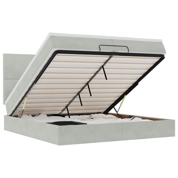 vidaXL Cadre de lit ottoman avec matelas gris clair 200x200 cm velours