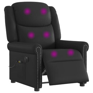vidaXL Fauteuil massage inclinable électrique noir brillant similicuir