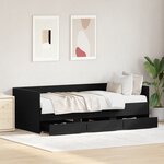 vidaXL Lit réversible Chêne noir Bois d'ingénierie 90 x 200 cm Durable