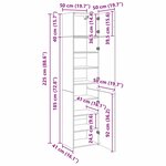 vidaXL Armoire de rangement Montage mural Vieux bois 50 x 41 x 225 cm