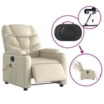 vidaXL Fauteuil de massage inclinable électrique crème similicuir