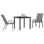 vidaXL Ensemble de salle à manger pour jardin 3 Pièces Gris et Noir