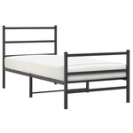 vidaXL Cadre de lit métal avec tête de lit/pied de lit noir 90x190 cm