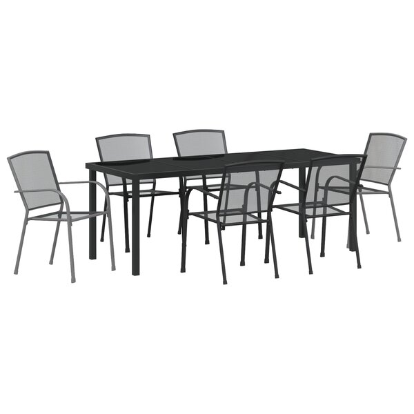 vidaXL Ensemble de salle à manger de jardin 7 pièces en acier anthracite.