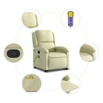 vidaXL Fauteuil inclinable de massage crème cuir véritable
