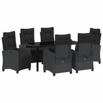vidaXL Ensemble de salle à manger pour jardin 7 Pièces Noir polyrotin